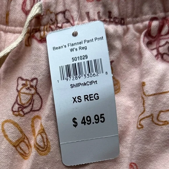 L.L. Bean Pink Pajama Pants with Dog and Slipper Print - Picture 2 of 4